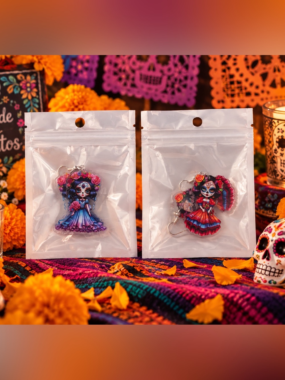 Día de los Muertos / Day of the Dead Dangle Earrings - 2 Pair Bundle